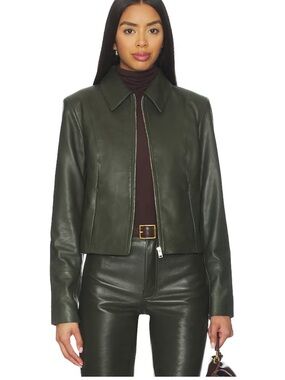 Lamarque Oceana Olive Leather Jacket